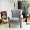 Costway Modern Upholstered Fabric Accent Chair w/ Rubber Wood Legs Dark Gray\Light Grayy